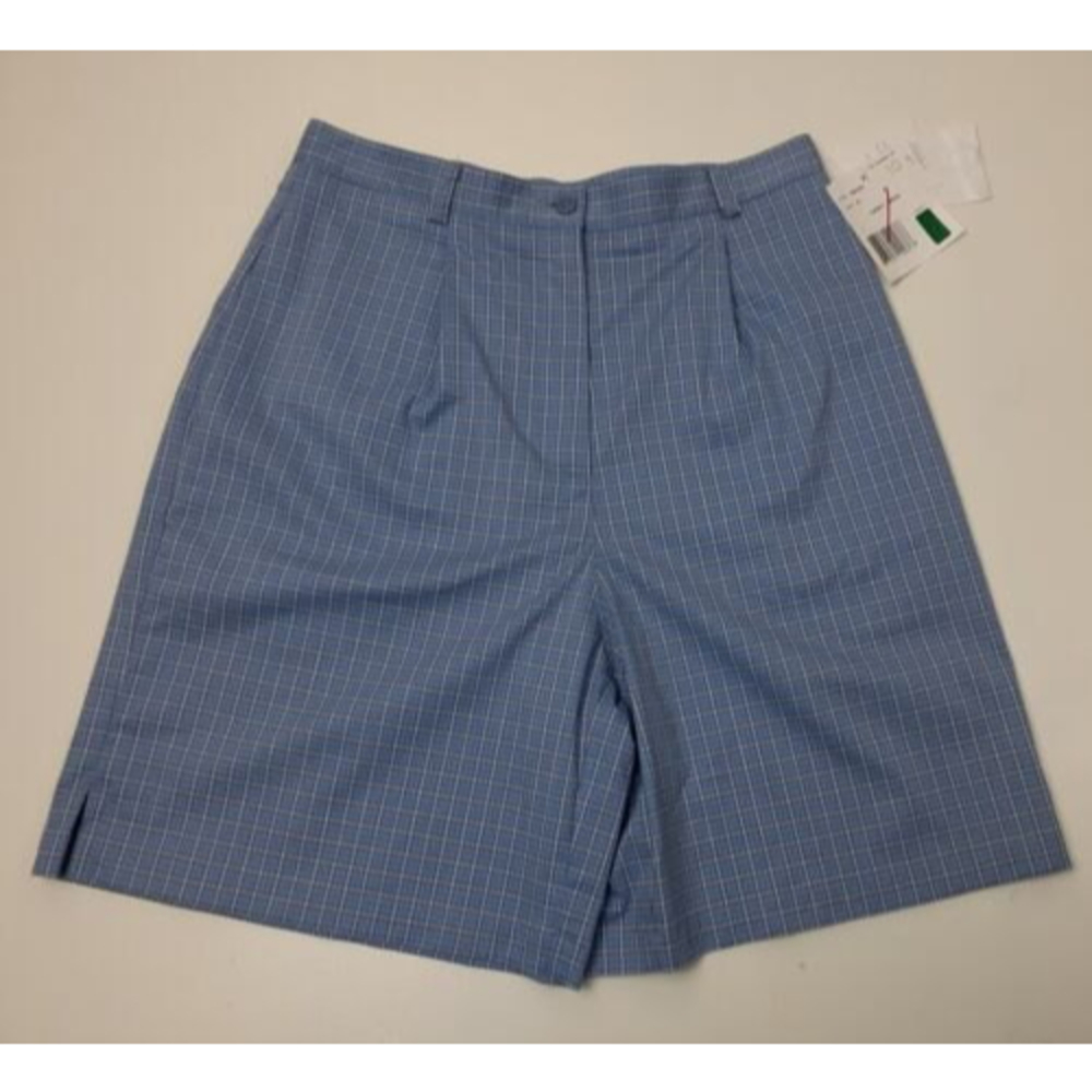 NWT LizGolf Liz Claiborne Women's Size 10 Light Blue/White Plaid Golf Shorts
